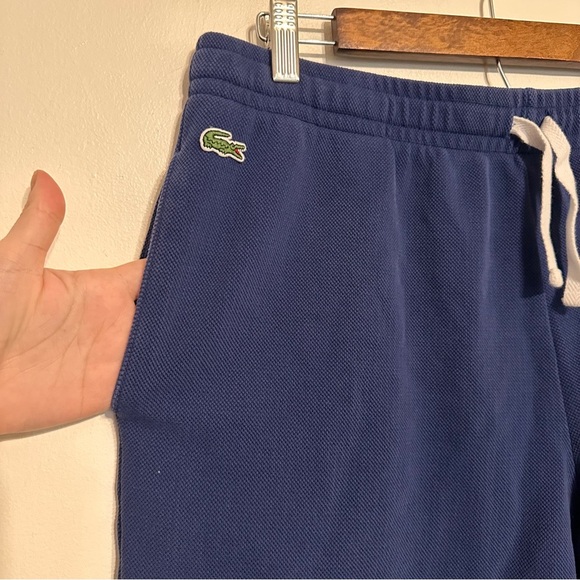 Lacoste Pique Cotton Logo Embroidered Athletic Drawstring Short size XL Navy - Picture 4 of 6